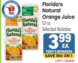 Tony’s Fresh Market Florida's Natural Orange Juice offer