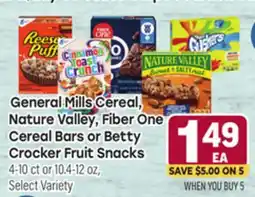 Tony’s Fresh Market General Mills, Nature Valley, Fiber One Cereal Bars or Betty Crocker Snacks offer