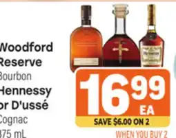 Tony’s Fresh Market Woodford Reserve Bourbon Hennessy or D' ussé Cognac offer