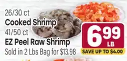 Tony’s Fresh Market 26/30 ct Cooked Shrimp, 41/50ct EZ Peel Raw Shrimp offer