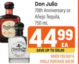 Tony’s Fresh Market Don Julio 70th Anniversary or Añejo Tequila offer