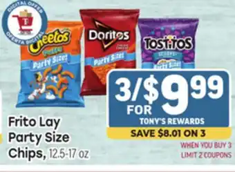 Tony’s Fresh Market Frito Lay Party Size Chips offer