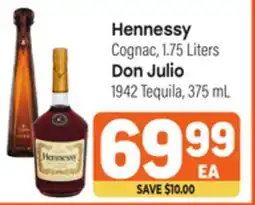 Tony’s Fresh Market Hennessy Cognac, 1.75 Liters Don Julio 1942 Tequila, 375mL offer