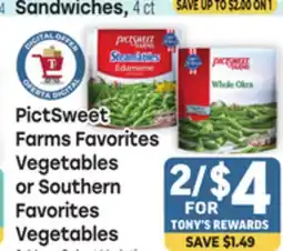 Tony’s Fresh Market PictSweet Farms Favorites Vegetables or Southern Vegetables offer