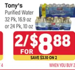 Tony’s Fresh Market Tony's Purified Water offer