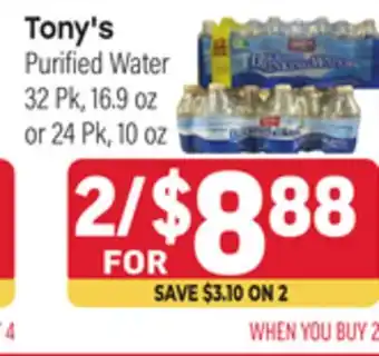 Tony’s Fresh Market Tony's Purified Water offer