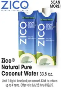 Jewel-Osco Zico Natural Pure Coconut Water offer