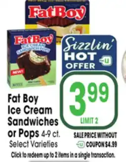 Jewel-Osco Fat Boy Ice Cream Sandwiches or Pops offer