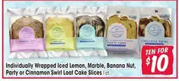 Jewel-Osco Individually Wrapped Iced Lemon, Marble, Banana Nut, Party or Cinnamon Swirl Loaf Cake Slices offer