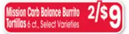 Jewel-Osco Mission Carb Balance Burrito Tortillas offer