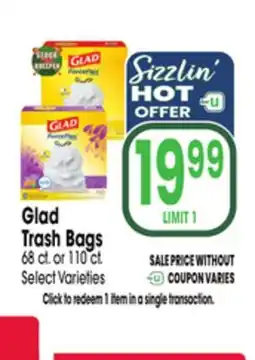 Jewel-Osco Glad Trash Bags offer