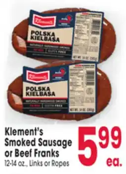 Jewel-Osco Klement's Smoked Sausage or Beef Franks offer