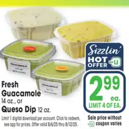 Jewel-Osco Fresh Guacamole Guacamole 14 oz., or Queso Dip 12 oz offer