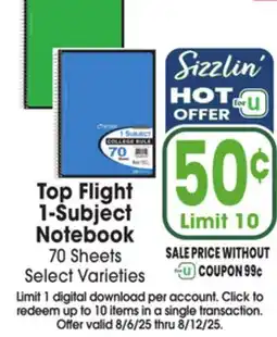 Jewel-Osco Top Flight 1-Subject Notebook offer