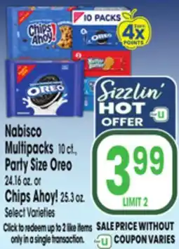 Jewel-Osco Nabisco Multipacks 10 ct., Party Size Oreo 24.16 oz. or Chips Ahoy! 25.3 oz offer