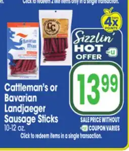 Jewel-Osco Cattleman's or Bavarian Landjaeger Sausage Sticks offer