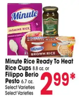 Jewel-Osco Minute Rice Ready To Heat Rice Cups 8.8 oz. or Filippo Berio Pesto 6.7 oz offer