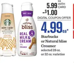 Mariano's Starbucks or Natural bliss Creamer offer
