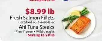 Winn Dixie Fresh Salmon Fillets or Ahi Tuna Steaks offer