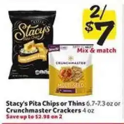 Winn Dixie Stacy's Pita Chips or Thins or Crunchmaster Crackers offer