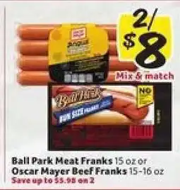 Winn Dixie Ball Park Meat Franks or Oscar Mayer Beef Franks offer