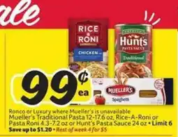 Winn Dixie Mueller's Traditional Pasta, Rice-A-Roni, Hunt's Pasta Sauce offer