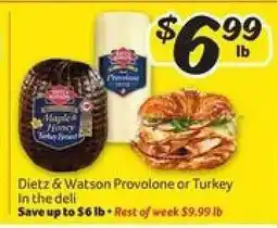 Winn Dixie Dietz & Watson Provolone or Turkey offer