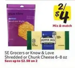 Winn Dixie SE Grocers or Know & Love Shredded or Chunk Cheese offer