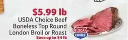 Winn Dixie USDA Choice Beef Boneless Top Round London Broil or Roast offer