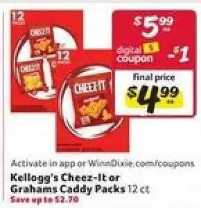 Winn Dixie Kellogg's Cheez-It or Grahams Caddy Packs offer