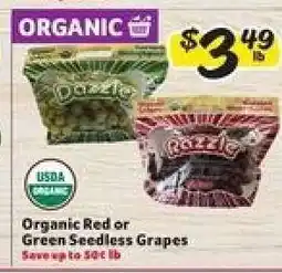 Winn Dixie Organic Red or Green Seedless Grapes offer
