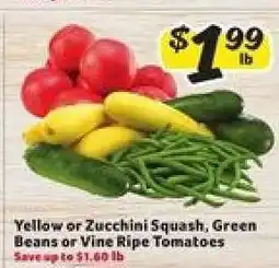 Winn Dixie Yellow or Zucchini Squash, Green Beans or Vine Ripe Tomatoes offer