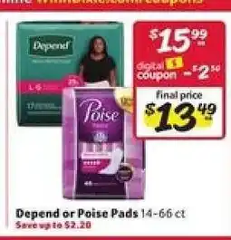 Winn Dixie Depend or Poise Pads offer