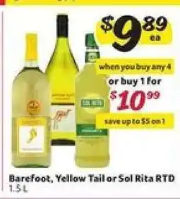Winn Dixie Barefoot, Yellow Tail or Sol Rita RTD offer