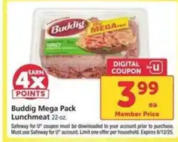 Safeway Buddig Mega Pack Lunchmeat offer