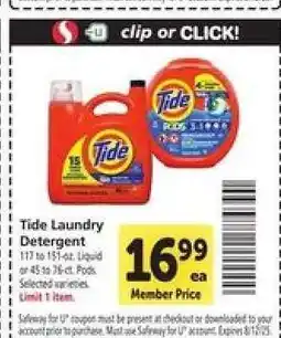 Safeway Tide Laundry Detergent offer