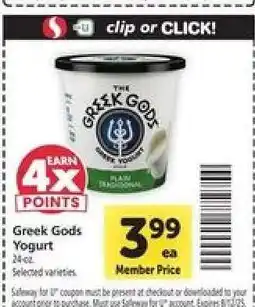 Safeway Greek Gods Yogurt offer