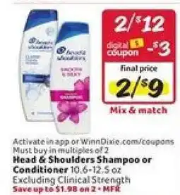 Winn Dixie Head & Shoulders Shampoo or Conditioner offer