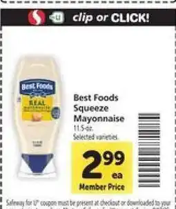 Safeway Best Foods Squeeze Mayonnaise offer