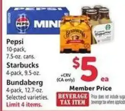 Safeway Pepsi, Starbucks, Bundaberg offer