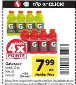 Safeway Gatorade offer