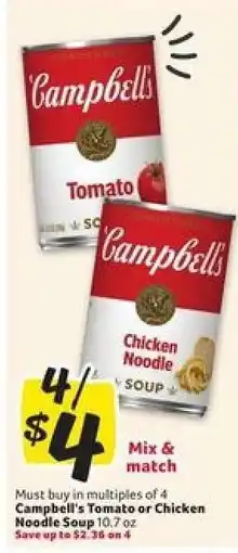 Winn Dixie Campbell's Tomato or Chicken Noodle Soup offer