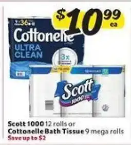 Winn Dixie Scott 1000 or Cottonelle Bath Tissue offer