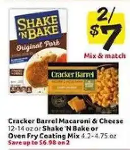 Winn Dixie Cracker Barrel Macaroni & Cheese or Shake 'N Bake or Oven Fry Coating Mix offer