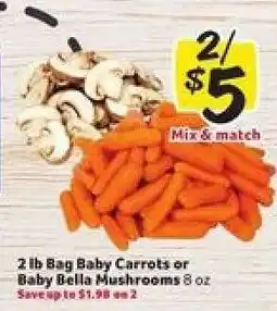 Winn Dixie 2 lb Bag Baby Carrots or Baby Bella Mushrooms 8 oz offer