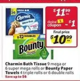 Winn Dixie Charmin Bath Tissue or Bounty Paper Towels offer