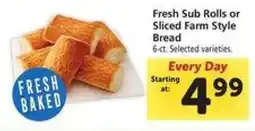 Safeway Fresh Sub Rolls or Sliced Farm Style Bread offer