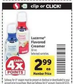Safeway Lucerne Flavored Creamer offer