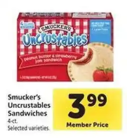 Safeway Smucker's Uncrustables Sandwiches offer