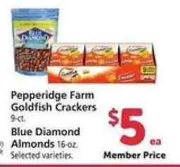 Safeway Pepperidge Farm Goldfish Crackers / Blue Diamond Almonds offer
